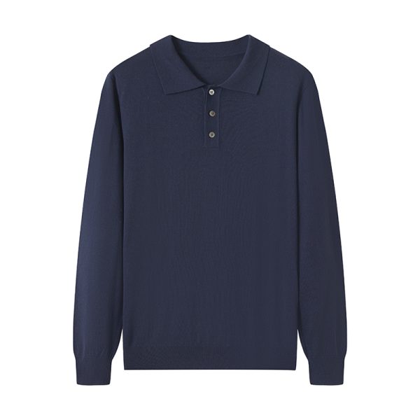 OEM Sweater Factory | Men's 100% Wool Knit Polo Pullover