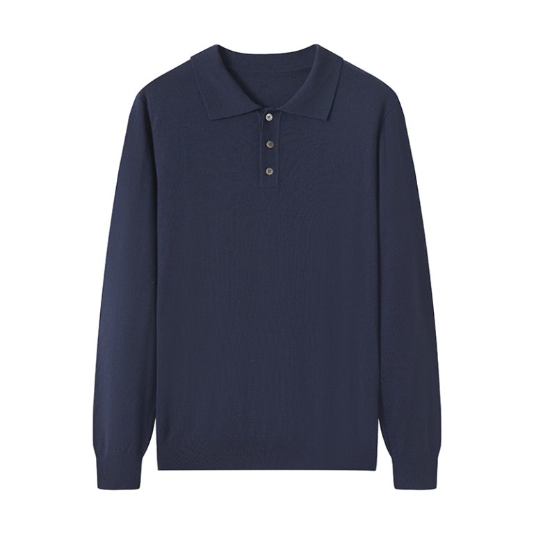 OEM Sweater Factory | Men's 100% Wool Knit Polo Pullover