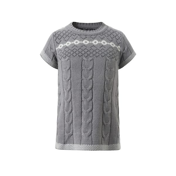 Boys horse jacquard sweater navy blue front view