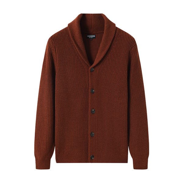 Private Label Knitwear Manufacturer | Men's Thick Ribbed Shawl Collar Cardigan