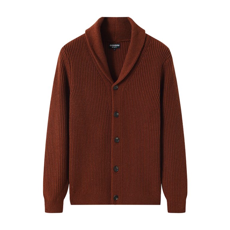 Private Label Knitwear Manufacturer | Men's Thick Ribbed Shawl Collar Cardigan