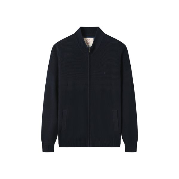 Custom Private Label Men's 100% Cotton Knit Zip Jacket Manufacturer