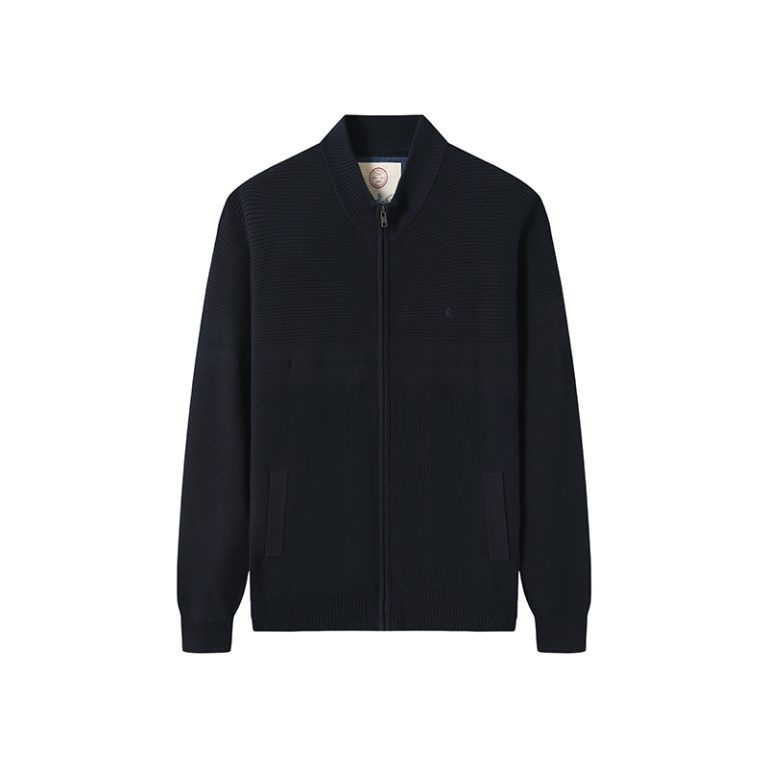 Custom Private Label Men's 100% Cotton Knit Zip Jacket Manufacturer