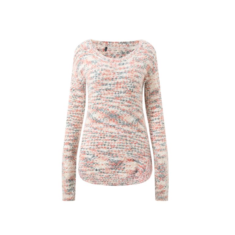 Marl Sweater Manufacturer China | Women's Heavyweight Mouliné Crewneck Knitwear