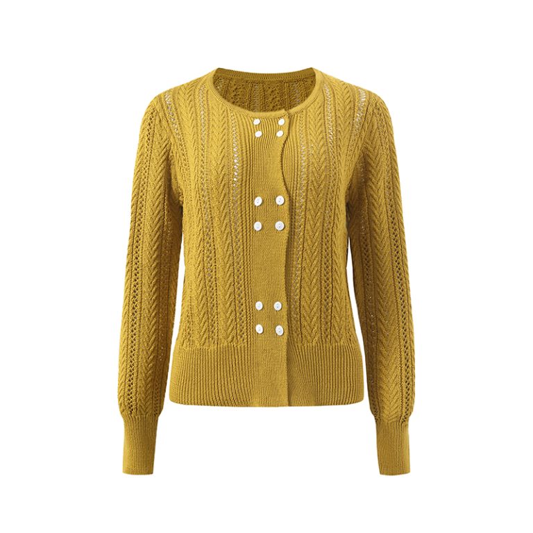 Women's 100% Cotton Double-Breasted Cardigan | 5GG Knitwear OEM