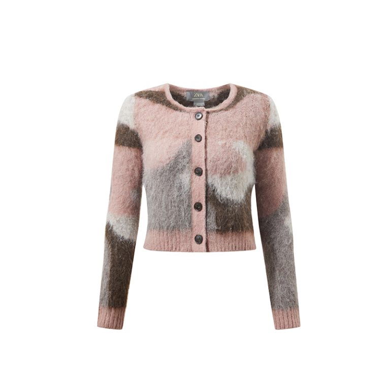 Women's Leopard Jacquard Cropped Cardigan | Private Label Knitwear Manufacturer