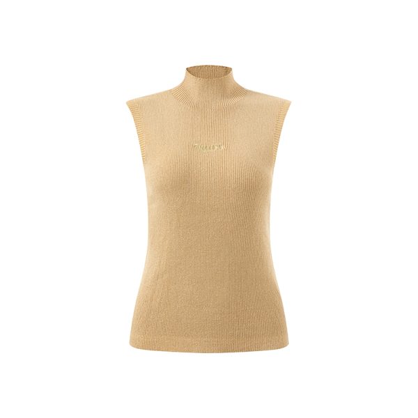 12GG Knit Vest Manufacturer China | Women's Lightweight Mock Neck Sleeveless Sweater