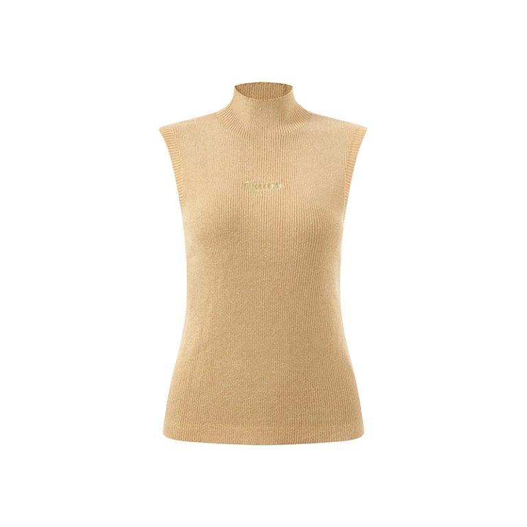 12GG Knit Vest Manufacturer China | Women's Lightweight Mock Neck Sleeveless Sweater