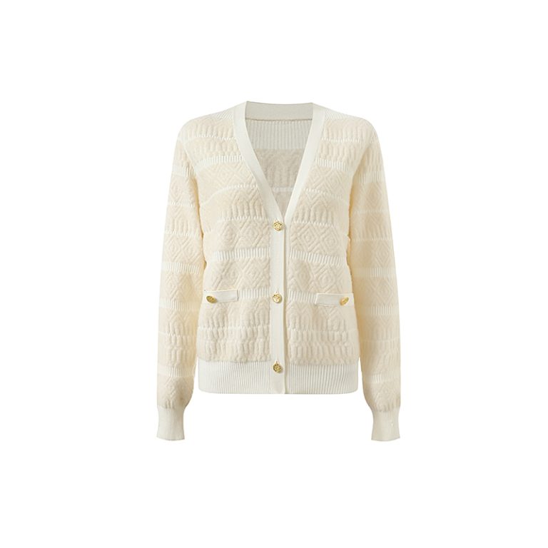 Women's Cotton Acrylic Cardigan Manufacturer | V-Neck Pocket Knitwear OEM