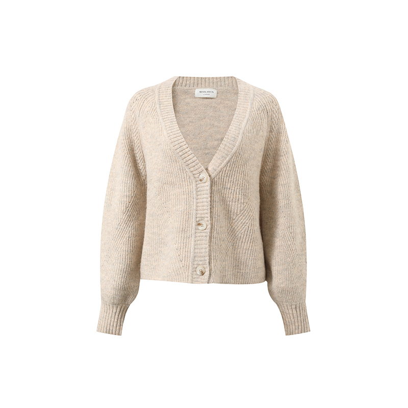 Women's cropped V-neck cardigan for OEM knitwear and private label fashion brands