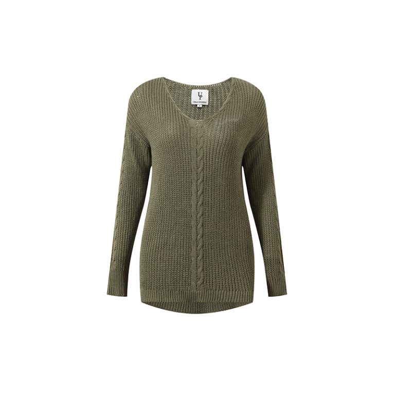 Private Label Cotton Sweater Manufacturer | Women's 5GG Heavy Cotton V-Neck Slouchy Jumper