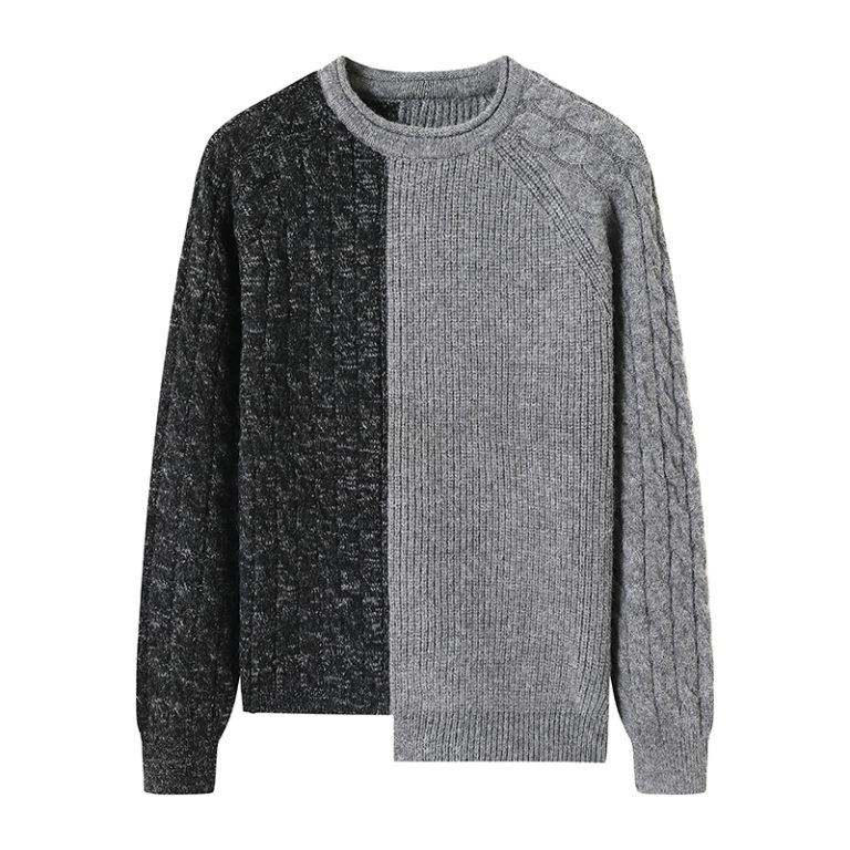 7GG Men's Asymmetric Color Block Knit Sweater Manufacturer