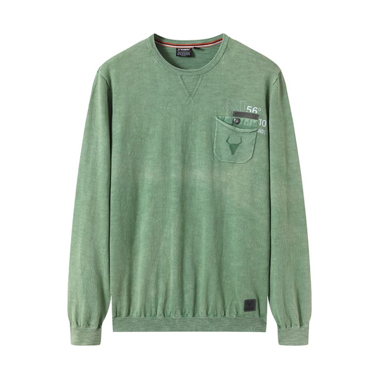Vintage Stone Washed 7GG Cotton Pocket Sweater OEM Supplier