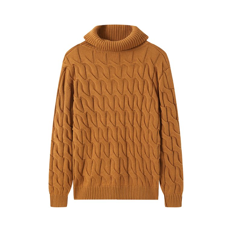 Men's 5GG Cable Knit Turtleneck Sweater Manufacturer | Cotton Acrylic Knitwear Factory