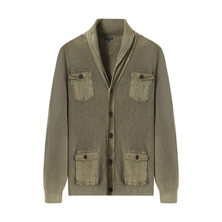 Heavyweight Military Knit Jacket with Woven Utility Pockets | Cotton Outerwear Manufacturer
