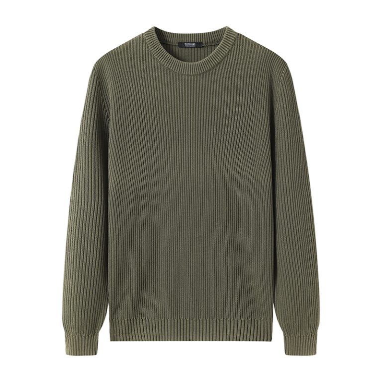 Heavyweight 7GG Rib Knit Stone-Washed Cotton Sweater Manufacturer