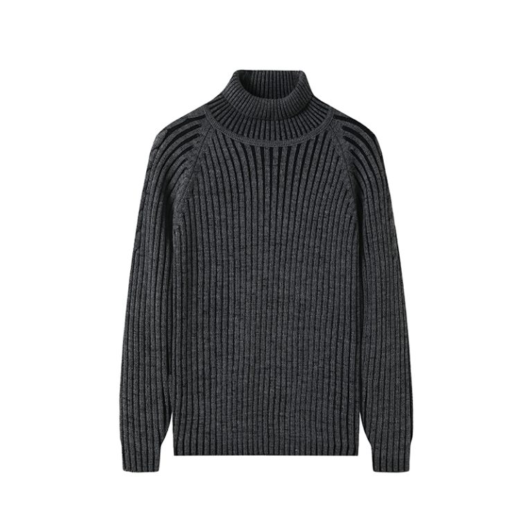 Men's 5GG Ribbed Turtleneck Sweater Manufacturer | Acrylic Nylon Knitwear Factory
