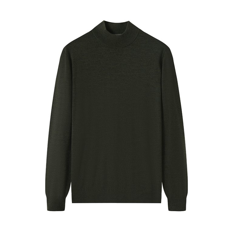 Men's 100% Wool 12GG Mock Neck Sweater for Business & Layering