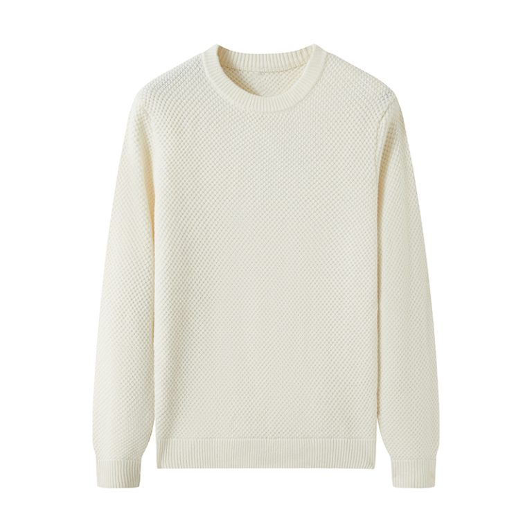 Custom Private Label Men's 5GG Heavyweight Waffle Knit Wool Blend Sweater Manufacturer