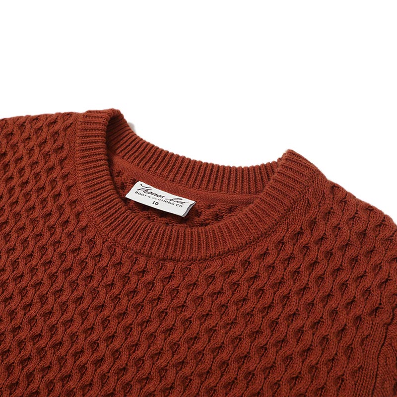 Back view of ultra-heavyweight Merino wool cotton crewneck – custom 7GG knitwear for luxury brands
