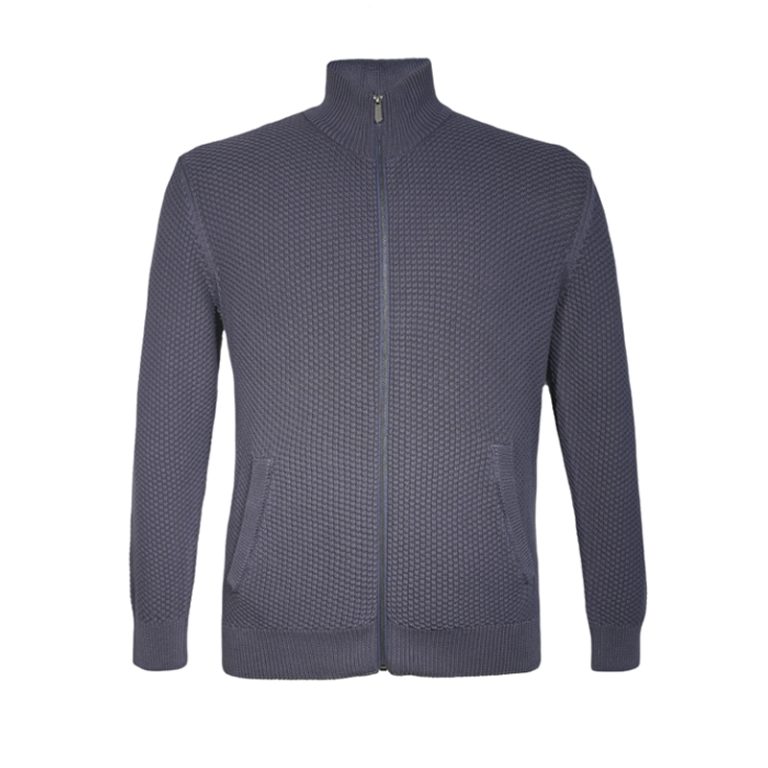 Knitted Cotton Jacket | Men's 7GG Full-Zip Cotton Knit Jacket Manufacturer