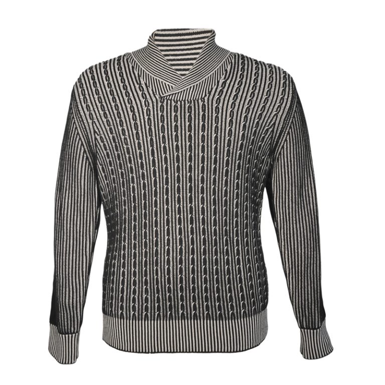 Custom Men's Shawl Collar Cable Knit Pullover Sweater Manufactory
