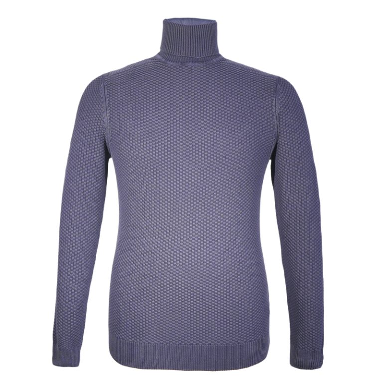 Custom Men's 7GG 100% Cotton Jacquard Turtleneck Sweater