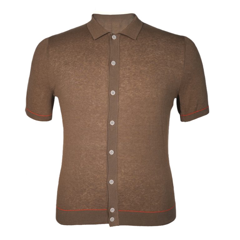 Wholesale Men's Short Sleeve Polo Collar Knit Cardigan Manufacturer