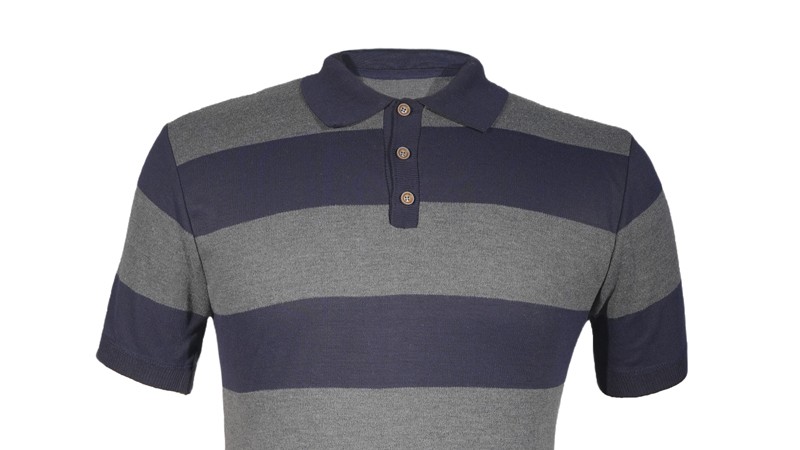 Men's 12GG Striped Knit Polo Shirt for Resort & Corporate Uniform Programs: Gauge, Yarn & OEM Customization